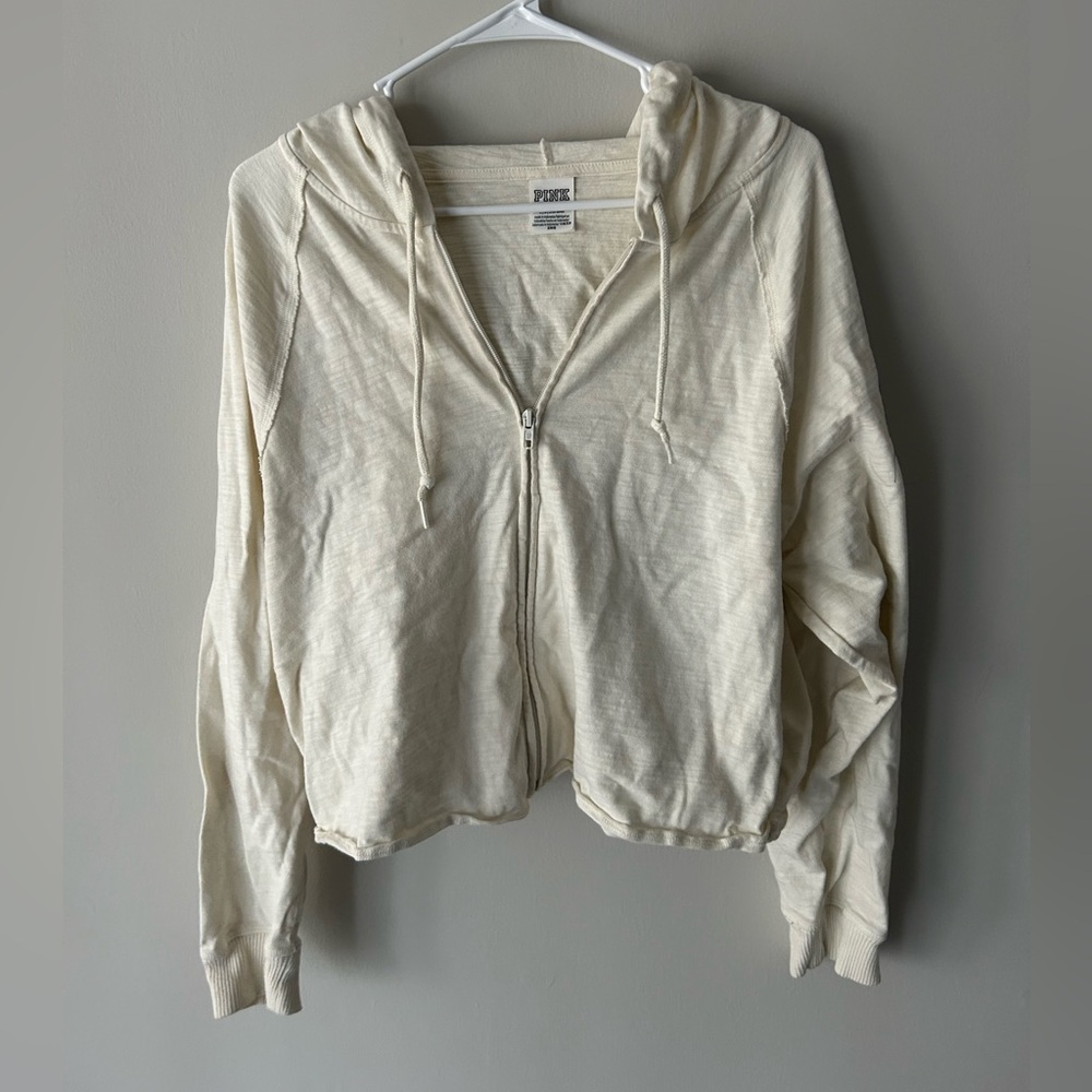 Victoria's Secret pink Cream Zip-Up Hoodie